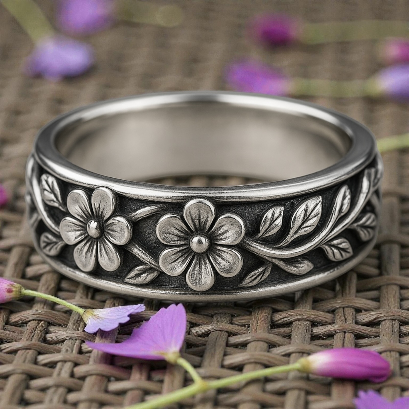 Silver Wildflower Band